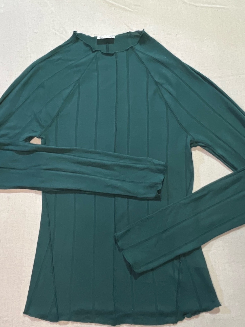 Free People Wide Eyed Mock Neck Top, Alpine Trail Green, Base, Layering Sz S